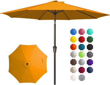10FT Outdoor Patio Umbrella Outdoor Table Umbrella with Push Button Tilt and Crank - Light Orange