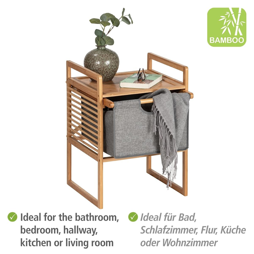 Bahari Side Drawer Modern Bedside Table, Bamboo Polyester, Natural, 40 x 56 x 40 cm