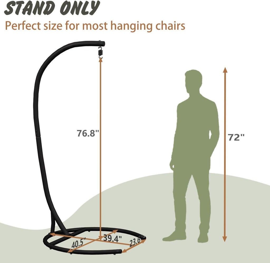 Stand Only, Heavy Duty Hammock Chair Stand 360° Swivel, Max 350 lbs, Hanging Chair Frame for Indoor Outdoor Porch