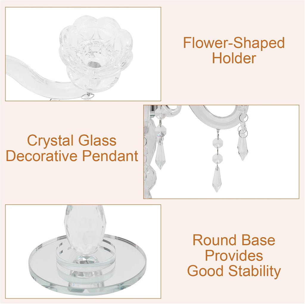 5 Arm Crystal Candle Holder Modern Clear Candlestick Holders Vintage Candelabra Centerpieces for Tables Candle
