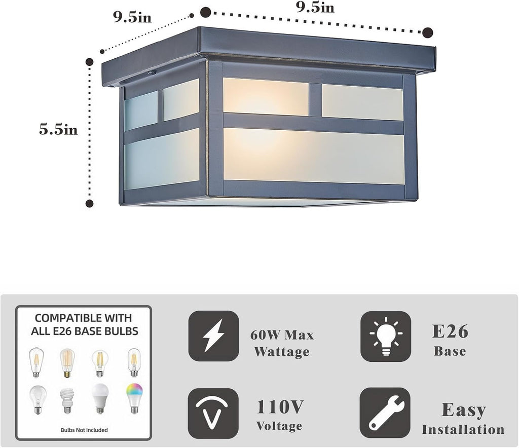 9.5 Inch Black Flush Mount Ceiling Light