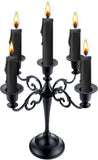 Metal Candle Holder，5 Arms Pure Black Candle Holders for Pillar Candles（10.6 inch Tall Candlestick Holders, for 1/2-1