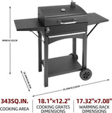 Charcoal BBQ Grill with 2 Side Tables, 343 Sq. In. Cooking Area, Smoker for Outdoor Backyard, Camping, Picnics, and Beach BBQs