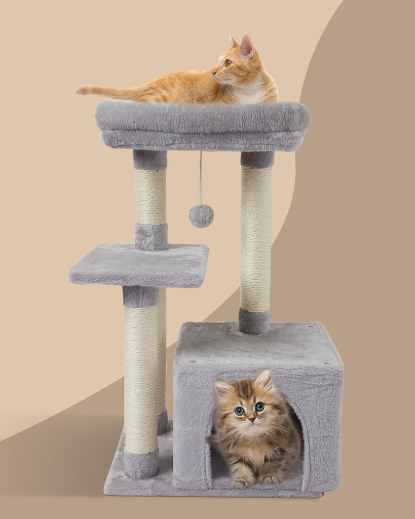 Cute Cat Tree Kitten Cat Tower for Indoor Cat Condo Sisal Scratching Posts with Jump Platform Cat Furniture Activity