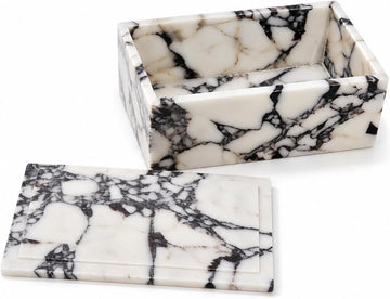 Natural Marble Rectangle Jewelry Box with Lid, 7.87