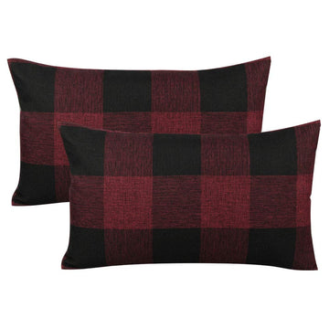 12x20 Inch Pack of 2 Farmhouse Retro Check Plaids Lumbar Throw Pillow Covers Decorative Rectangle Christmas Cushion