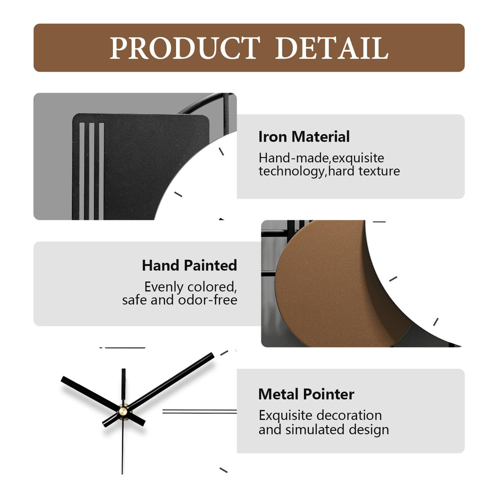 Modern Wall Clock, Large Decorative Wall Clock, Creative Silent Clock Battery Operated Metal Wall Art