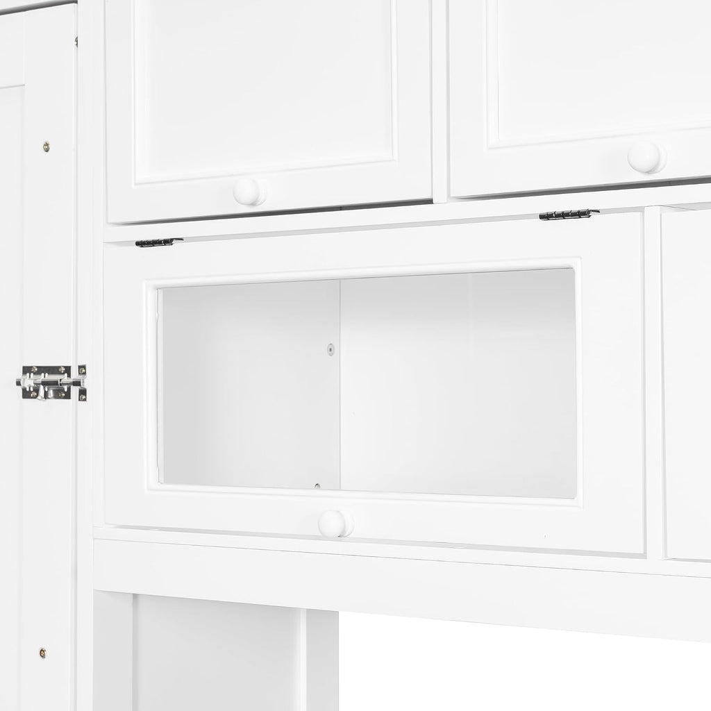 Twin Murphy Bed with TV Stand and Storage, Solid Wood Construction - White, Space-Saving Design