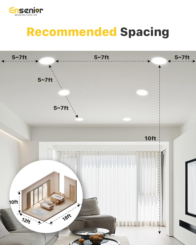 48 Pack 6 Inch LED Recessed Light, 5CCT Dimmable Canless Wafer