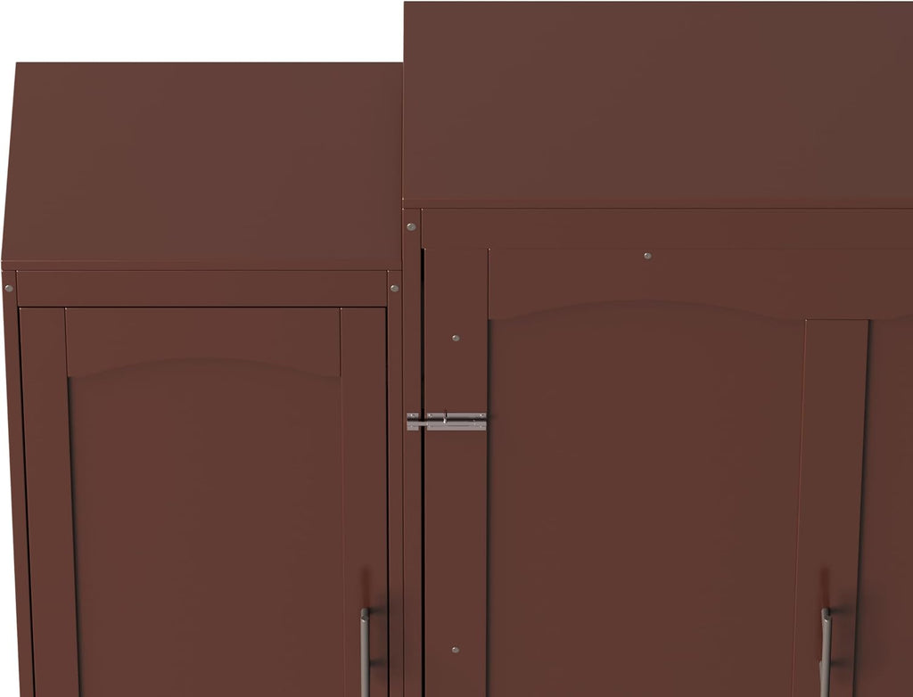 Full Vertical Murphy Bed with Wardrobe,Cabinet,and Storage Shelves,Wood Foldable Hidden Murphy Wall Bed for Adults