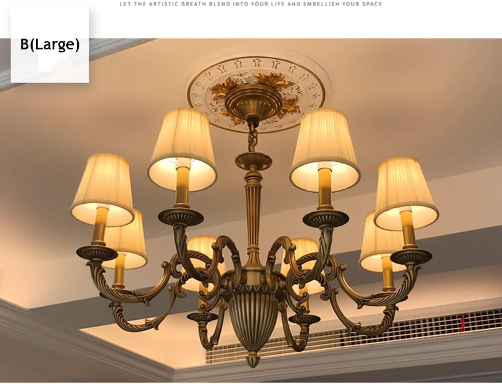 PU Decorative Ceiling Medallion for Light Fixtures and Ceiling Fans, Molded Plastic, Gold and White Finish, (B-15.6"OD