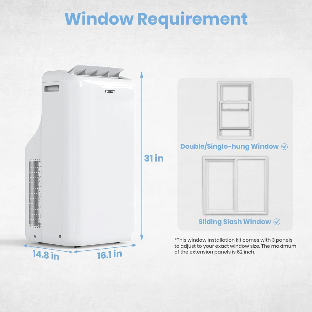 14,000BTU (9,600 BTU SACC) Smart WiFi Portable Air Conditioner with Heater, Powerful Cooling Auto Swing, Dehumidifier