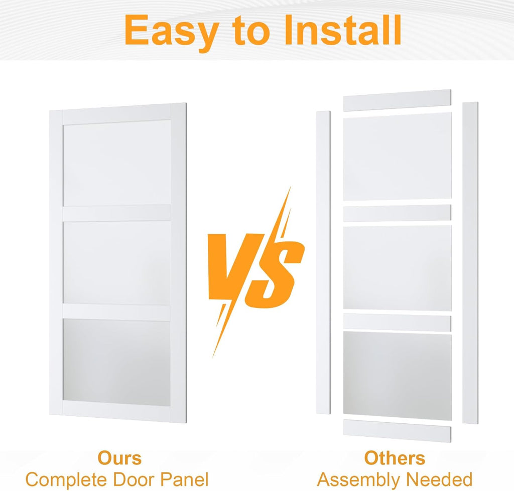 Preassembled Sliding Closet Door 48"(Double 25") x 80" Interior Doors with Hardware Kit & Floor Guid