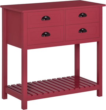 Sideboard Buffet Cabinet with Storage, Modern Coffee Bar Cabinet with 4 Drawers and Slatted Bottom Shelf