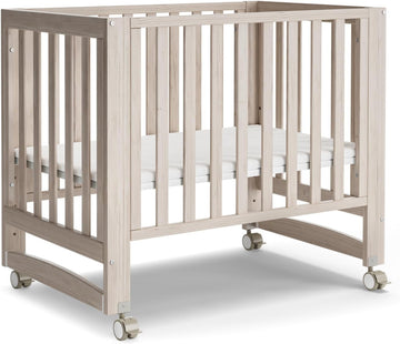 EvoNest 6-in-1 Convertible Baby Mini Crib with Wheels | GREENGUARD Gold Certified, New Zealand Pine Wood, 4