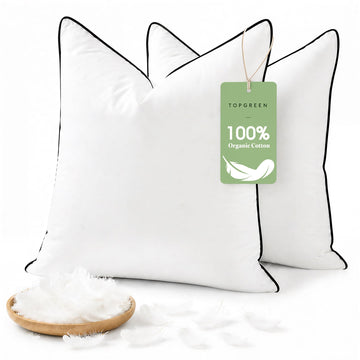 Organic Feathers Down Euro Pillow Insert 26x26, Pack of 2