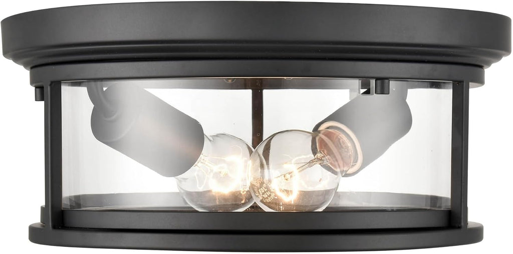 Bresley 2-Light Outdoor Flush Mount Powder Coated Black