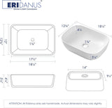 Bathroom Vessel Sink, Eridanus 18" x 13" White Vessel Sink Rectangular Bathroom Sink Porcelain Ceramic Vessel Sinks