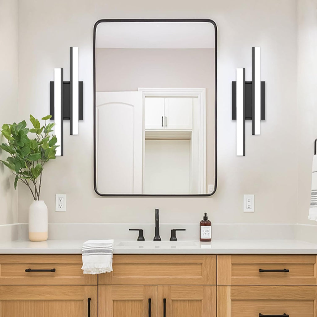Modern Bathroom Light Fixtures Over Mirror: ETL Certified 18-Inch Retractable Vanity Light Bar , Dimmable LED Black
