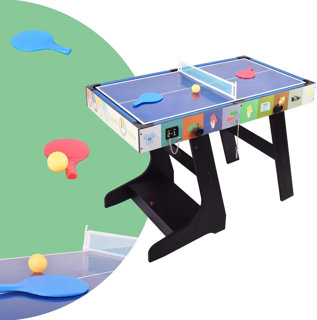 4FT 4 in 1 Folding Muliti Sports Game Table, Combo Table - Pool/Snooker Table, Air Hockey Table,Table Tennis
