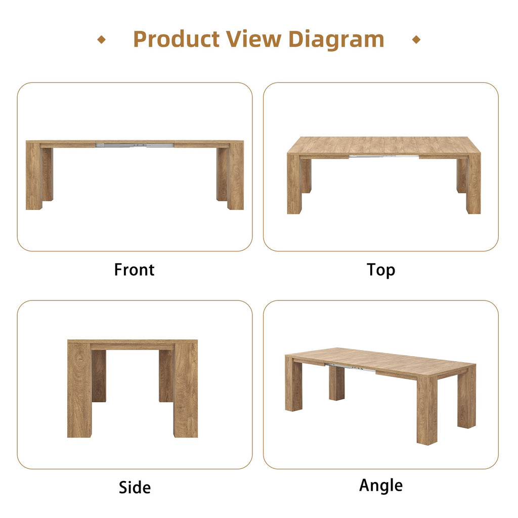 Extendable Dining Tables for 4-10, Modern Farmhouse Kitchen Table