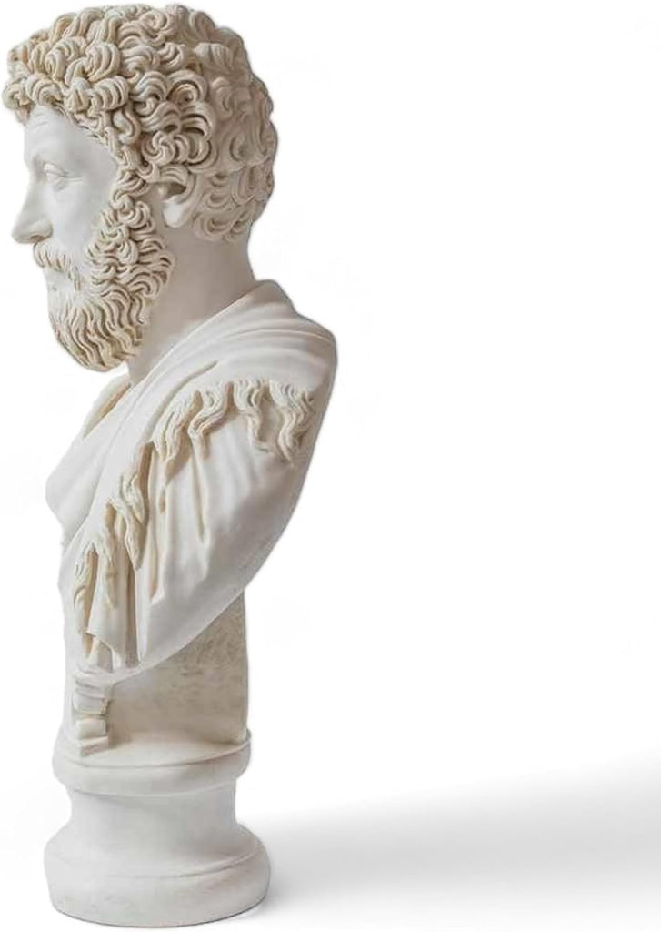 Marcus Aurelius Bust - Elegant Marble Statue Decor and Philosophy Book Collections | Inspirational for Stoicism and