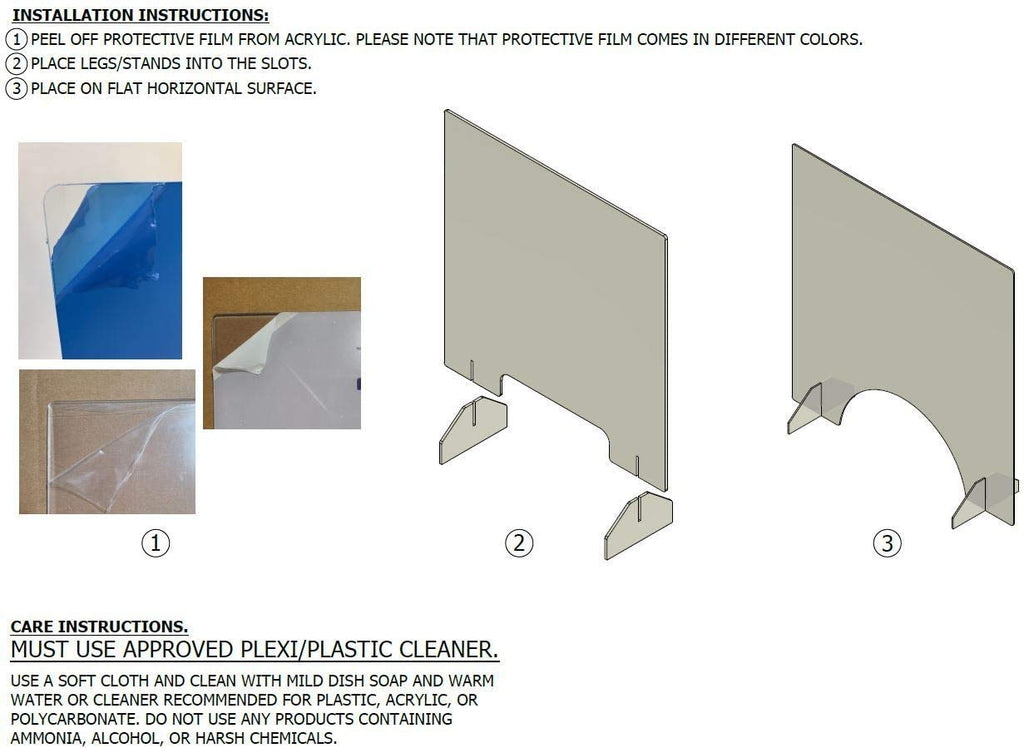 Sneeze Guard - Economy 32" x 24" Protective Freestanding Shield with Transaction Window s and Stores