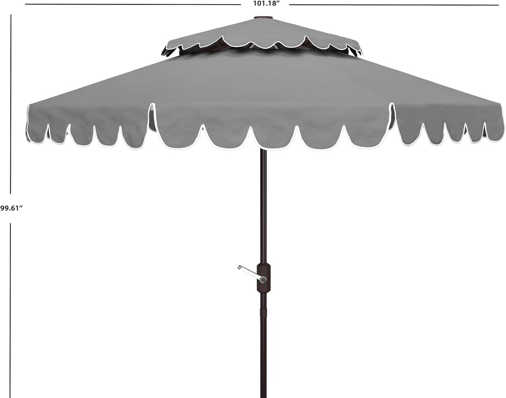 9ft Round Double-Top Patio Umbrella with Crank Lift & UV Protection - Gray