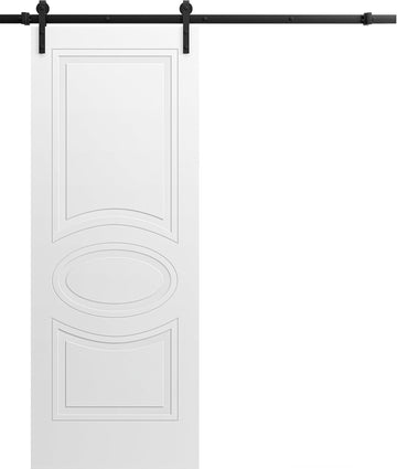 Mela 7001 | Interior Single Sliding barn Door, no Glass, MDF, 42x84, White, Classic Style | Hardware