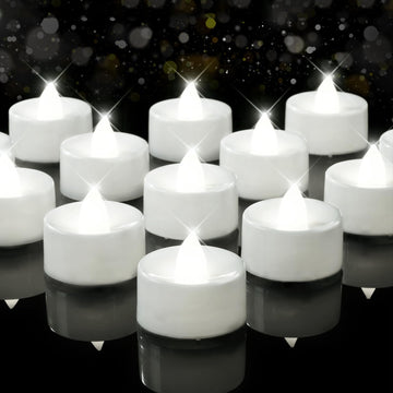 100Pack Flameless LED Tealight Candles, 200+ Hours, Cool White Light
