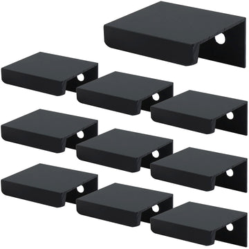 1.38 Inch Finger Pull 10Pcs, 0.63 Inch Hole Centers, Aluminum Alloy, Black
