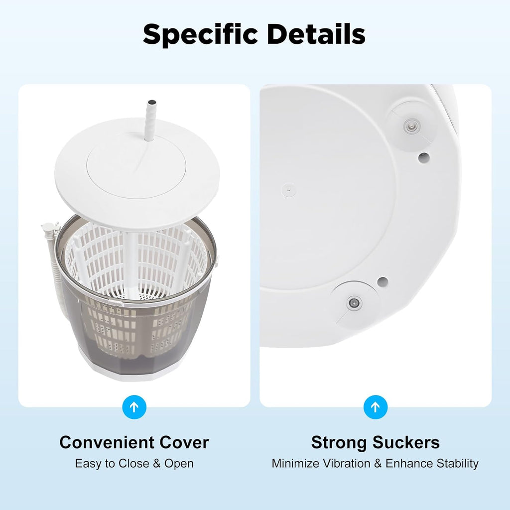 Hand Crank Washing Machine, 2 in 1 Non-Electric Washer Manual Traveling Outdoor Washing Machine Grey Mini Compact