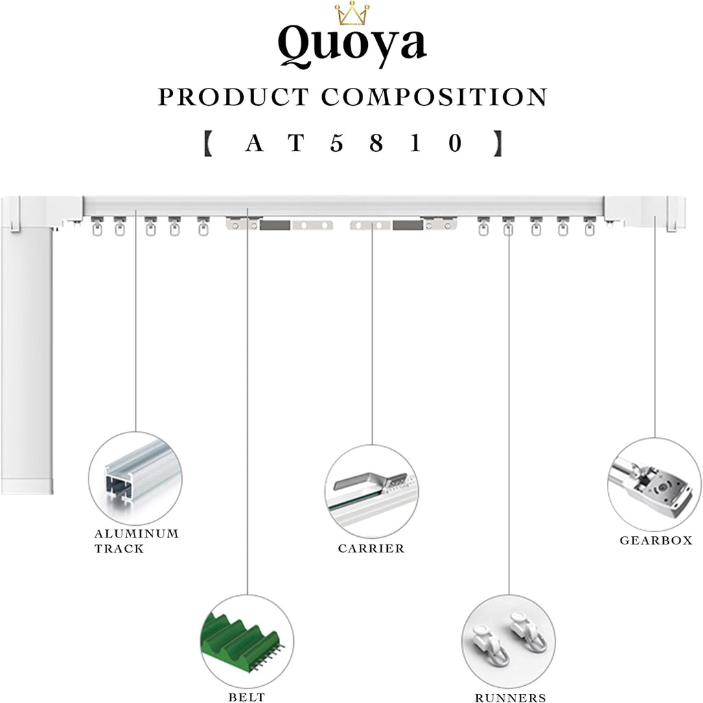 Motorized Smart Electric Curtain Track with Remote - Hidden Brackets, Automatic Curtain Opener, Compatible with Alexa