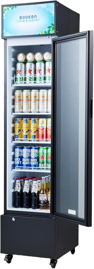 BODEGACOOLER Commercial Drink Fridge with Glass Door, Tall Beverage Cooler for B