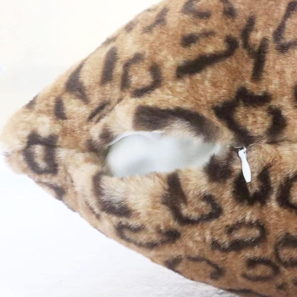 Faux Fur Throw Pillows, Set of 2 Decorative Square Couch Pillow Covers, Leopard Cheetah Print Luxury Soft Plush