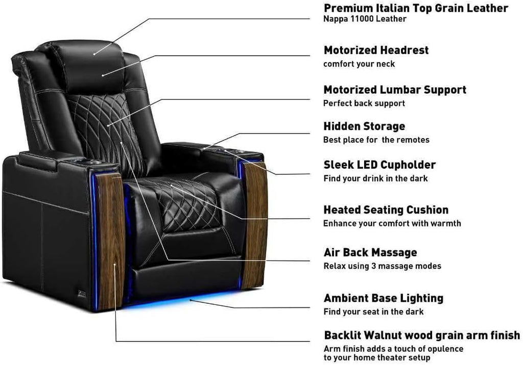Tuscany Executive Premier Home Theater Seating with Heat & Massage