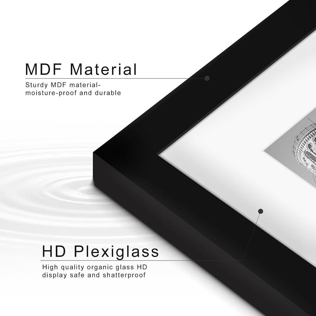 11x14 Picture Frame Set of 9, for Wall or Tabletop Display, Black | Display Pictures 8x10 with Mat or 11x14 without