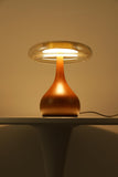 Small Table Lamp-Wooden Base Teardrop Mushroom Table Lamps,Amber Glass Shade