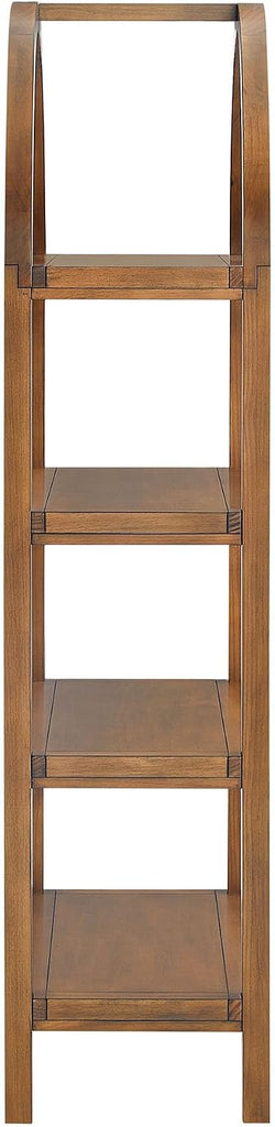Vexley 60 Inch Arched Bookshelf in Walnut - Modern Pine and Acacia Open Display Bookcase , Reading Nook