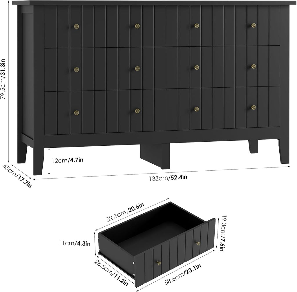Modern 6 Drawer Double Dresser with Deep Drawers, Chest of Drawers with Wide Toptable, Wide Storage Organizer Cabinet