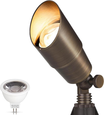 Solid Brass Outdoor Landscape Spotlights, 12V Heavy Duty Low Voltage LED Spot Light Waterproof for Garden and Yard Up