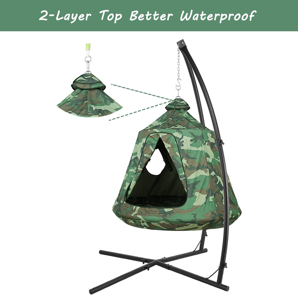 X-Shaped Hanging Tree Tent W/Swing Chair,Hammock Chair W/Stand | Canopy w/Steel Frame,Indoor Outdoor Egg Basket Patio