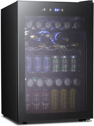 4.5 Cu.ft Beverage Refrigerator and Cooler,145 Can Mini Fridge Glass Door with D