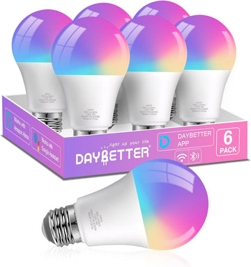 Smart Light Bulbs, RGBCW Color Changing Smart Bulb Compatible with Alexa & Google Home,Preset Scene, Music Sync, A19 (6 Pack)