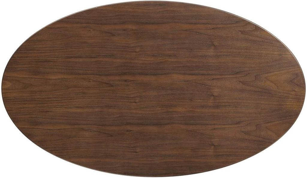 Inspired Saarinen Style Tulip Oval Pedestal Dining Table — Black Base / Walnut Top, 48″ Oval