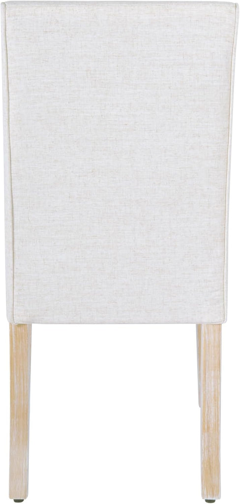 Scalloped Detail Dining Chair, Upholstered Parsons Dining Chairs, Decorative Home Furniture, Cream Textured Woven (Set
