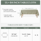 Outdoor Checkered Tablecloth, Linen Cotton Gingham Table Cloths for 6 Foot Rectangle Tables with Tas