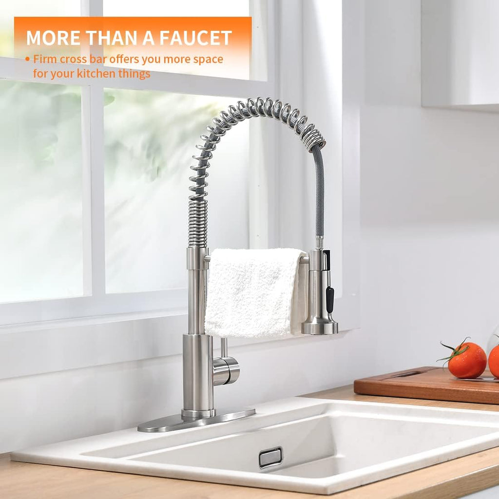 Kitchen Faucet with Pull Down Sprayer Brushed Nickel Stainless Steel 1 Handle Pull Out Spring Sink Faucets 1 Hole Or 3