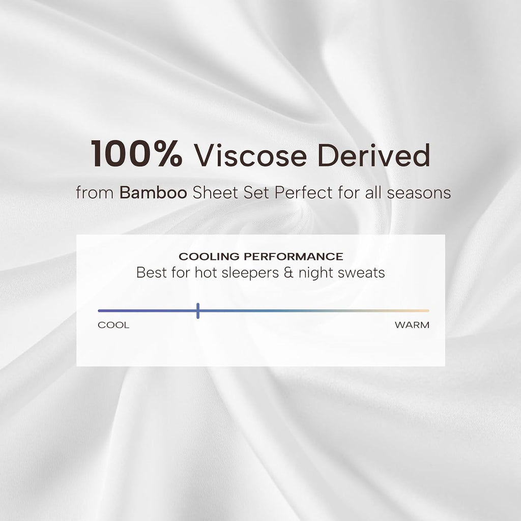 100% Viscose Derived from Bamboo Sheet Set - Hotel Luxury Cooling Bed Sheets for Hot Sleepers & Night Sweats, 18"