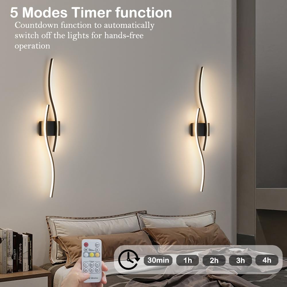 Black Vanity Lights Fixtures Over Mirror, Modern LED Bathroom Light Fixture with Remote Control, 3CCT Dimmable